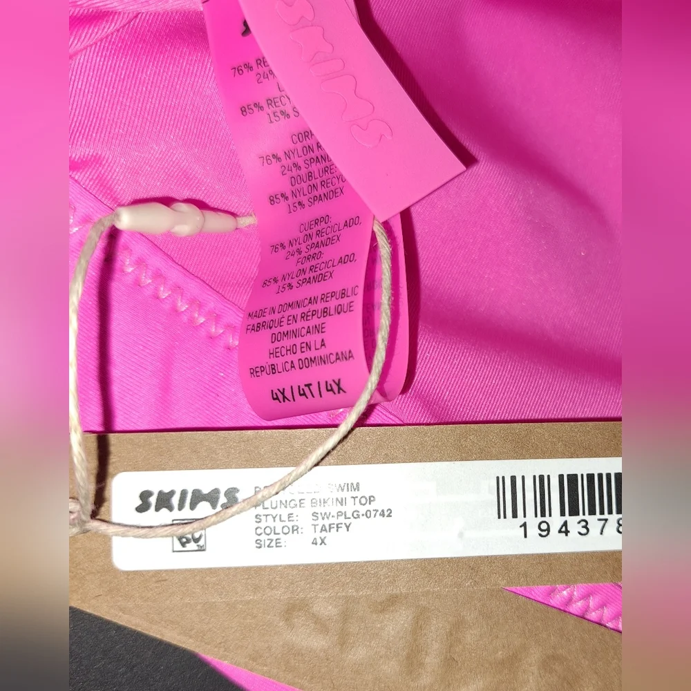 ⛱️NWT SKIMS 2 Piece Swim Plunge top Mid Waist Bikini Set Pink TAFFY 🩷 26 28 4X